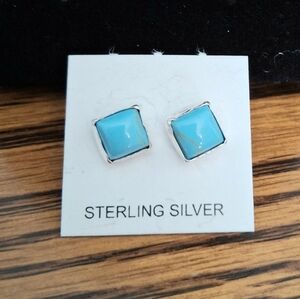 Earrings Turquoise Sterling Silver Studs